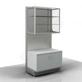 Стеллаж с витриной стеклянной и тумбой ДСП