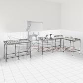 Стол приемный сварной для посудомоечной машины, с цилиндрическими роликами